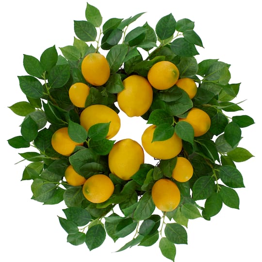 18" Yellow Lemons & Leaves Wreath
